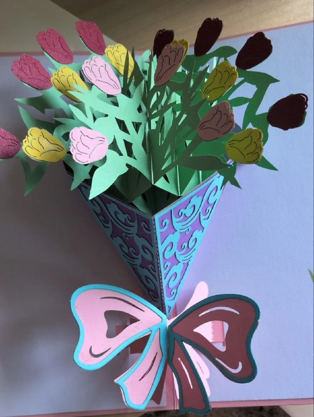 Pop-Up Floral Bouquet 2 Greeting Cards - Vintage With Envelopes